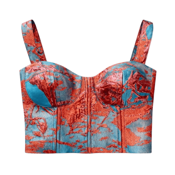 Bustier Jacquard metalizado salmon y azul