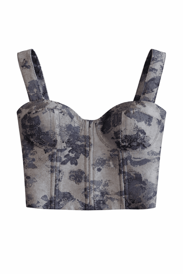 Bustier flores azul marino y gris