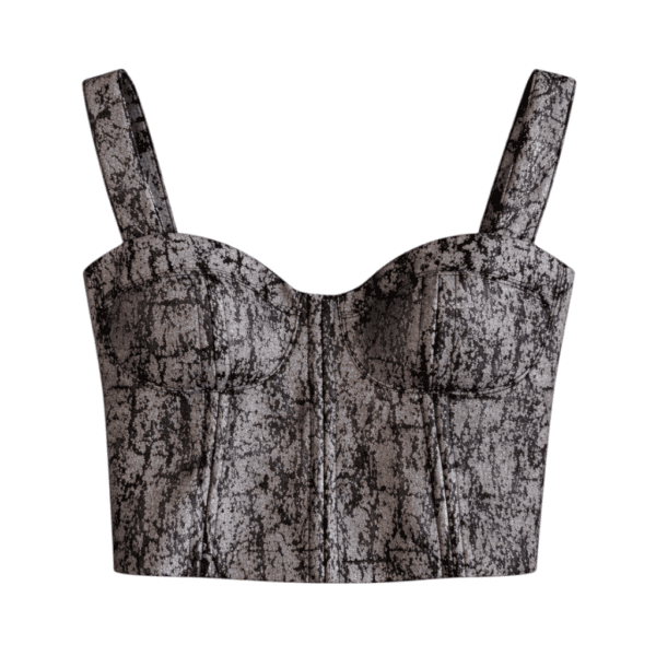 Bustier jaspeado negro y gris